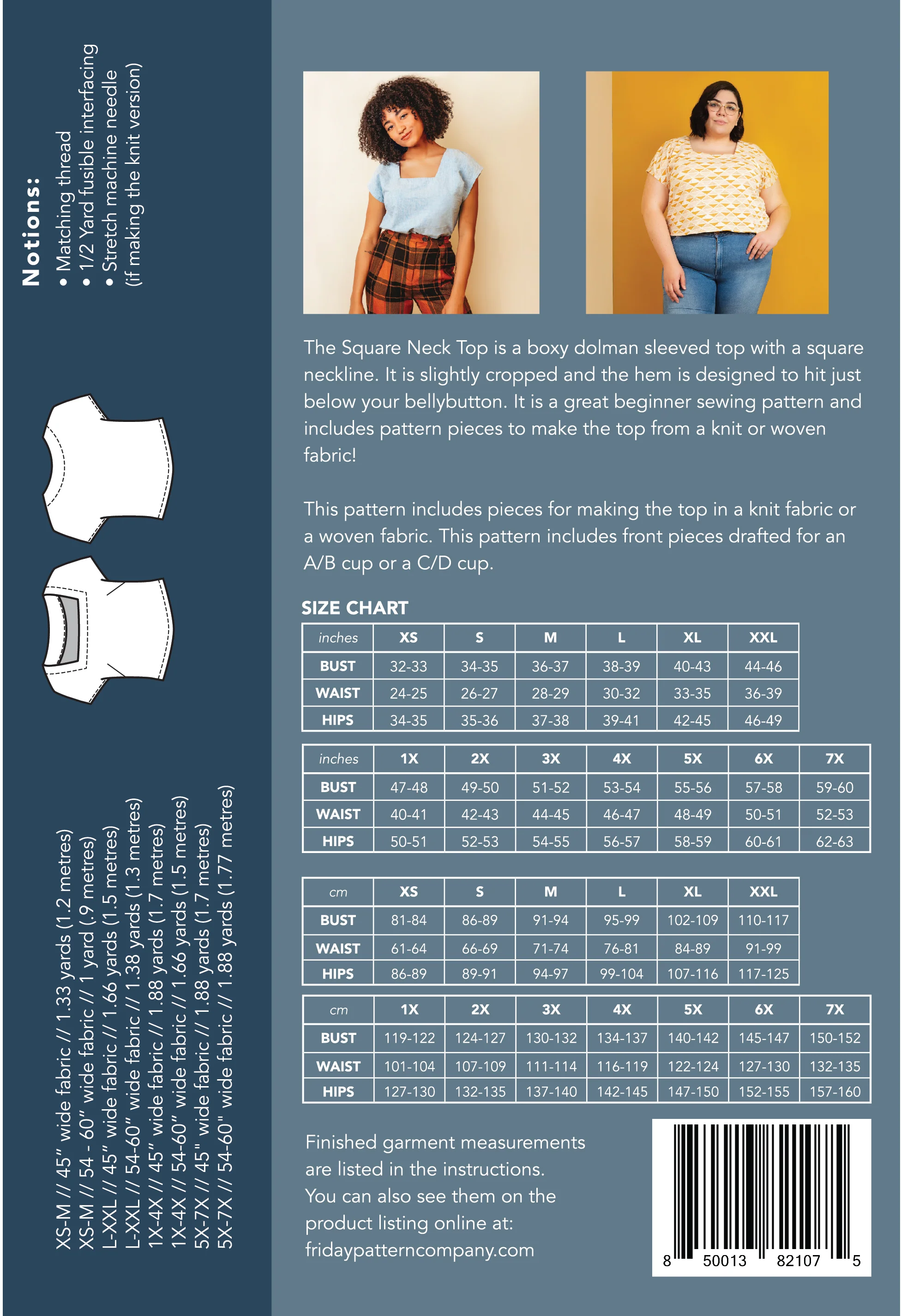 Square Neck Top - Printed Pattern - Image 3